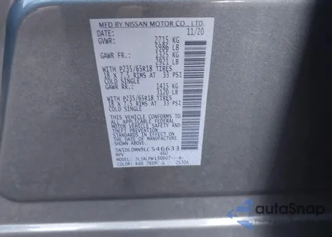 2020 Infiniti Qx60 Pure из США, поврежденный, VIN 5N1DL0MN9LC546633